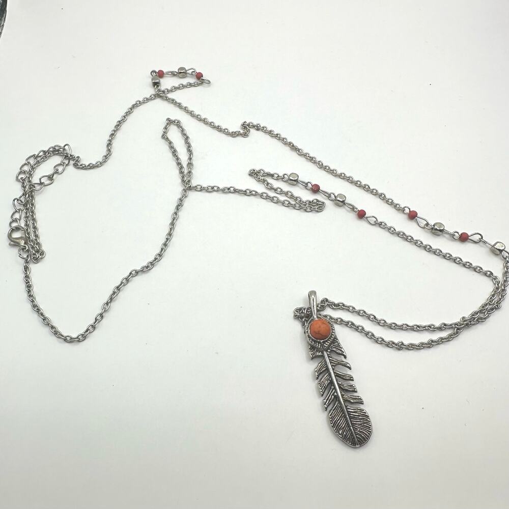 Unbranded Feather Costume Jewelry Long Pendant Necklace Boho Bohemian Spiritual